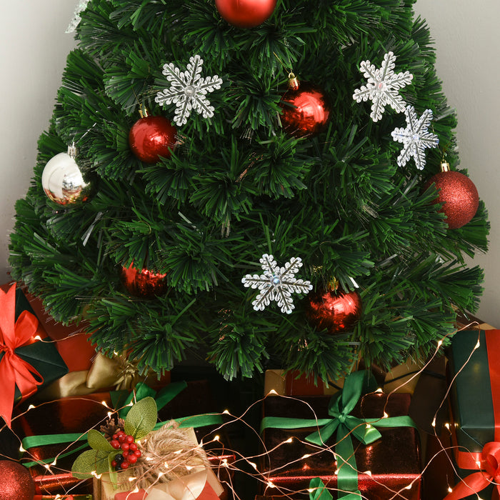 Fibre Optic Christmas Tree - 3ft/90cm Festive Green Holiday Decor with Snowflakes - Perfect for Small Spaces & Holiday Cheer