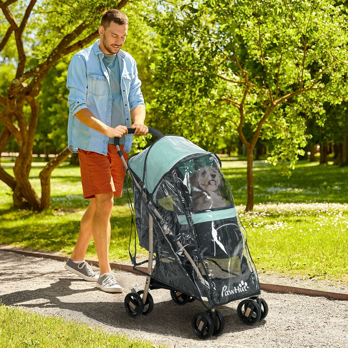 Oxfoad Compact Pet Stroller - Weatherproof Design for Small & Miniature Dogs, Includes Rain Cover - Ideal for Outdoor Strolls with Your Furry Friend