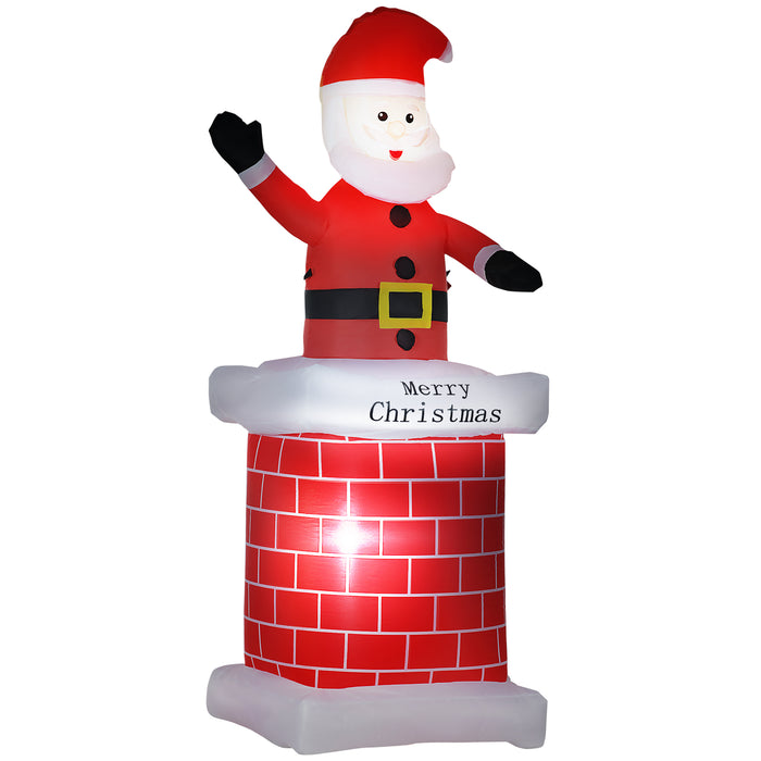 Inflatable Santa Claus Chimney Scene 7ft - Outdoor LED Lit Christmas Blow-Up Decoration - Perfect for Garden Display and Holiday Lawn Parties