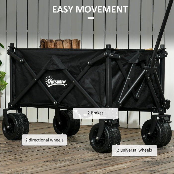 Outdoor Wagon Cart with Folding Design - Heavy-Duty Garden Trolley with 120KG Load Capacity, Comes with Carry Bag - Ideal for Beach, Camping & Festivals