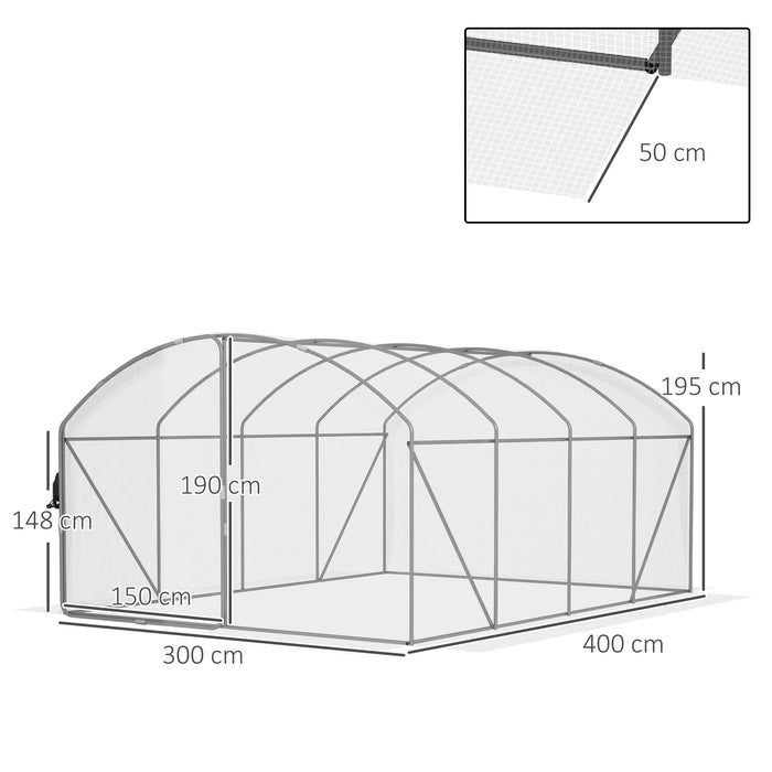 UV-Resistant PE Covered Polytunnel Greenhouse - Walk-In Grow House with Galvanized Steel Frame, 4x3x2m - Ideal for Gardeners and Sustainable Plant Growing