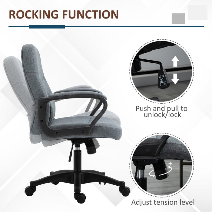 Ergonomic High-Back Office Chair with Lumbar Massager - 360° Swivel, Adjustable Height & Tilt, Grey - Enhanced Comfort for Extended Desk Work