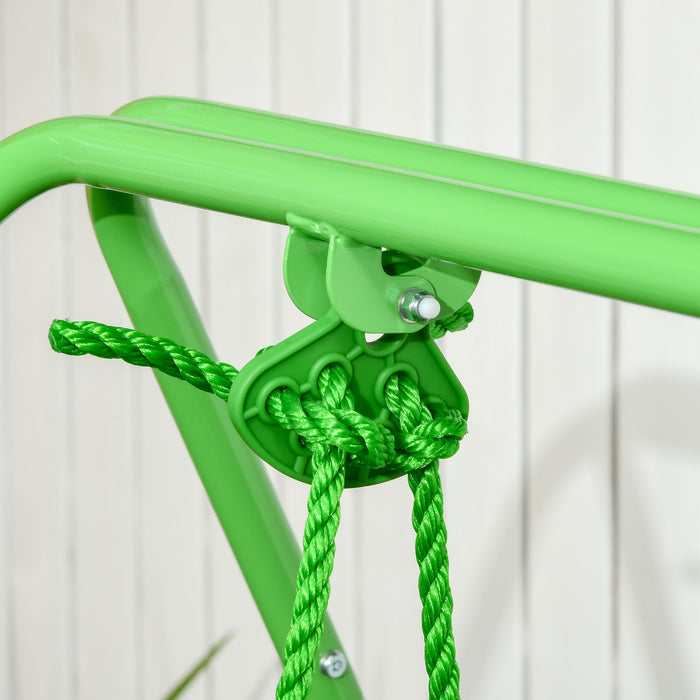 Steel Green Nursery Swing - Durable Outdoor Baby Swing with Safety Seat Belt & Supportive Back - Ideal for Playgrounds & Backyard Fun
