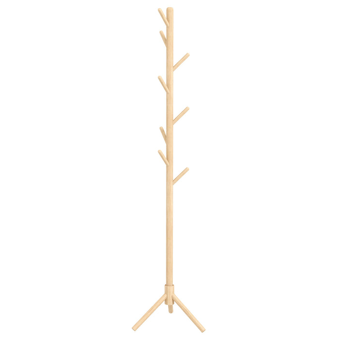 Wooden Coat Stand with 8 Hooks - Elegant Natural Finish - Perfect for Home or Office Organization