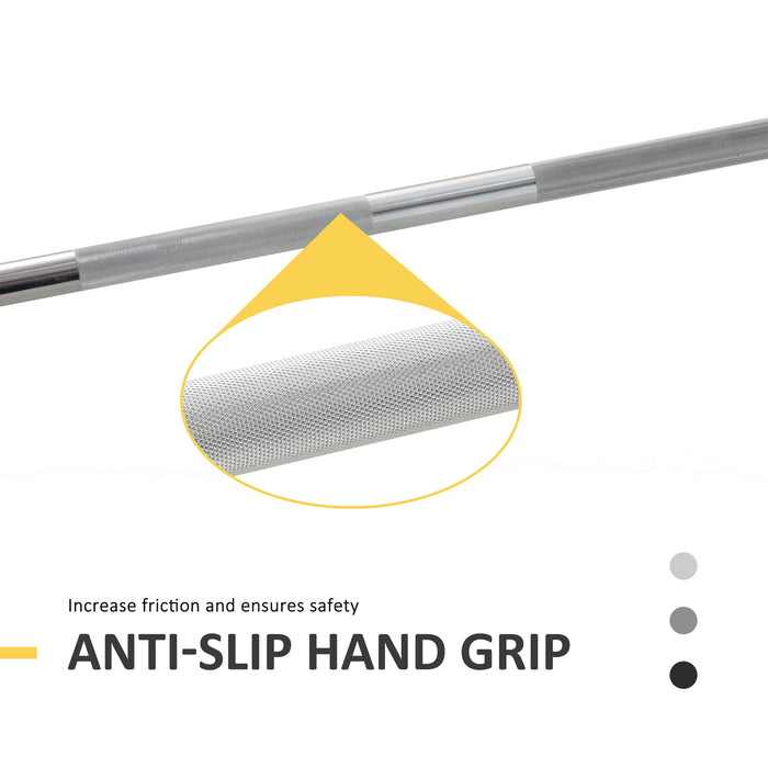 Weight Lifting Barbell Bar 5cm - Solid Steel with Anti-slip Grip & Spring Collars - Ideal for Home Gym & Fitness Enthusiasts