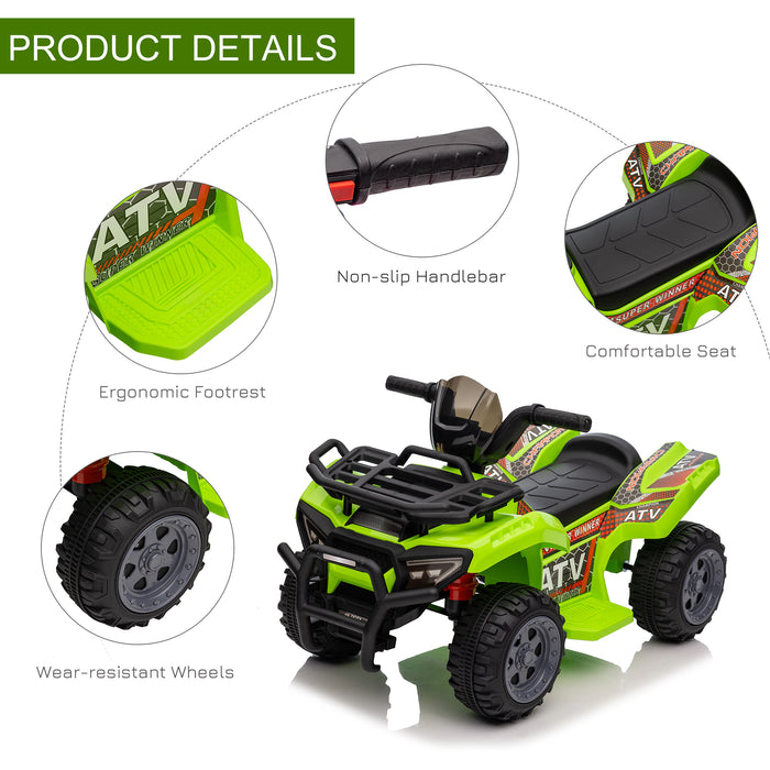 Kids' Battery-Powered ATV - 6V Four Wheeler Ride-On with Headlights - Perfect for Toddlers 18-36 Months in Vibrant Green