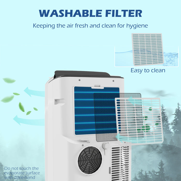 12,000 BTU Portable Air Conditioning Unit - Smart WiFi-Enabled Cooling for Rooms Up to 26m² with Dehumidifier & Fan - Includes Convenient 24-Hour Timer Function for Home Comfort