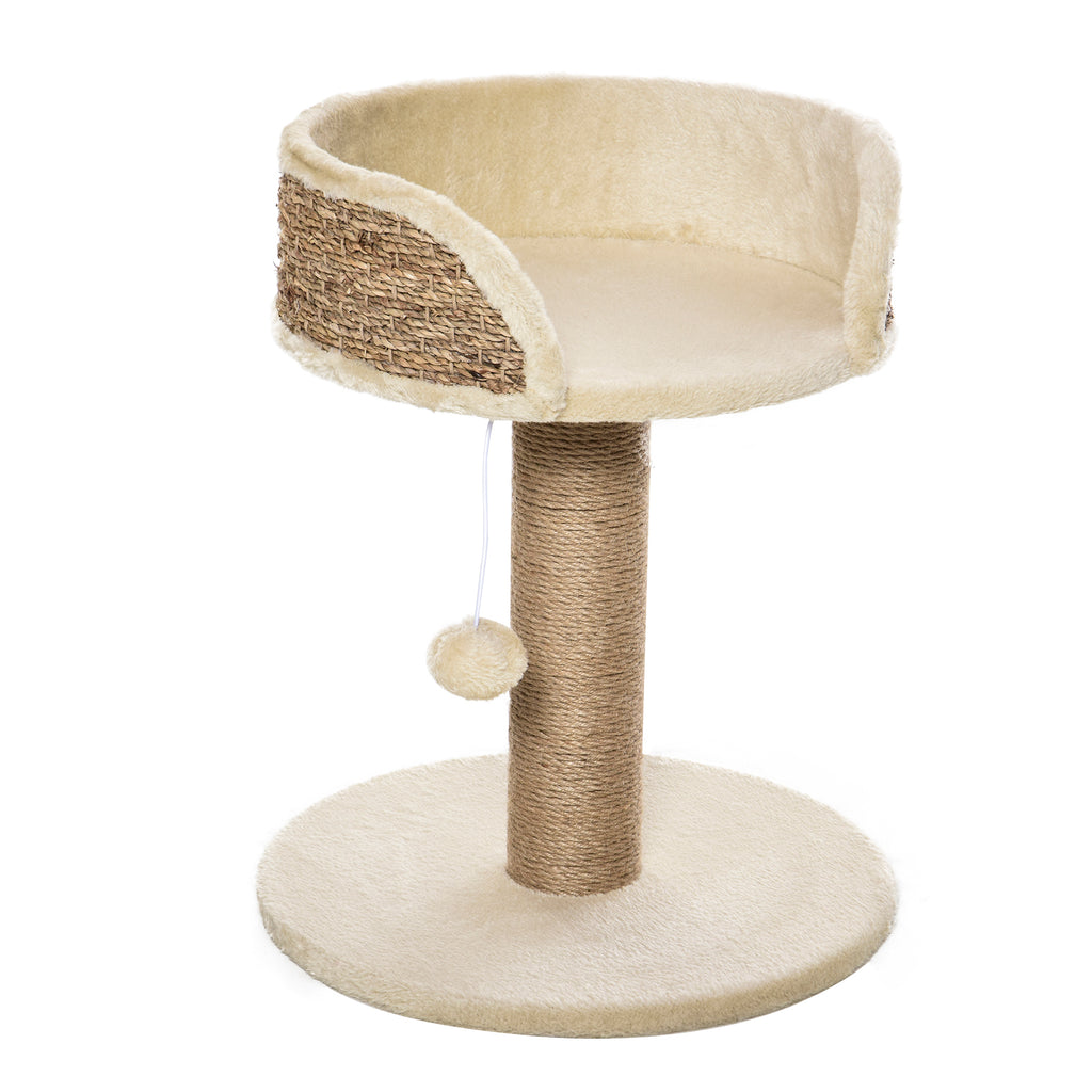 Basics Tower - Cat Tree with Bed, Scratching Post & Dangling Ball Perch - Ideal for Kitten Play & Lounge, Beige