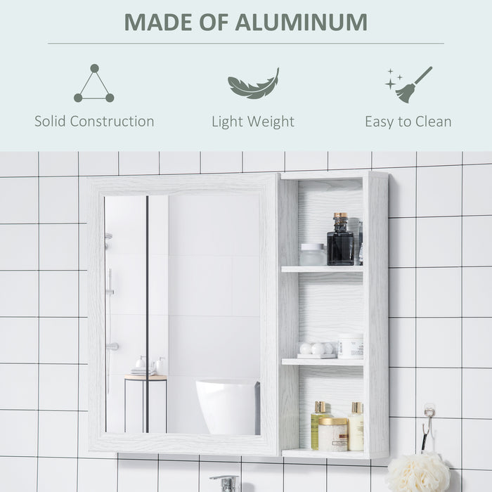 Aluminium Bathroom Cabinet - Wall-Mounted Storage with Mirror Door & 3-Tier Shelving - Space-Saving Organizer for Restroom Essentials