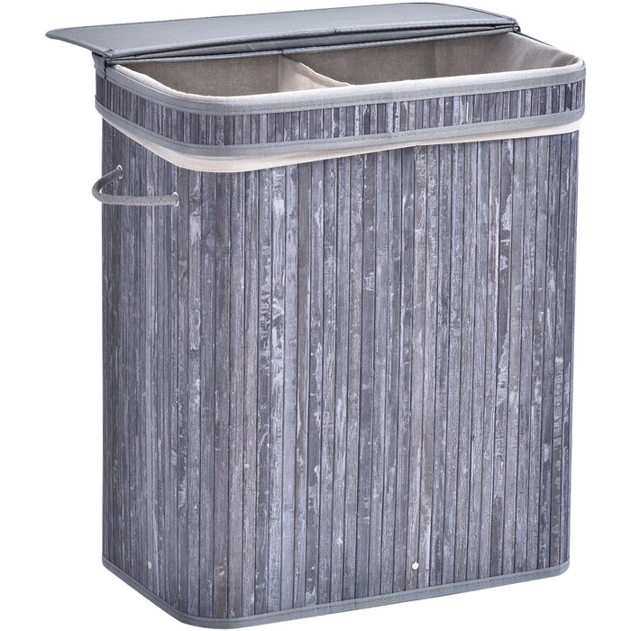 100L Wooden Laundry Basket - Split Lid with Removable Liner & Ventilated Design - Durable, Water-Resistant Clothes Storage for Home Use