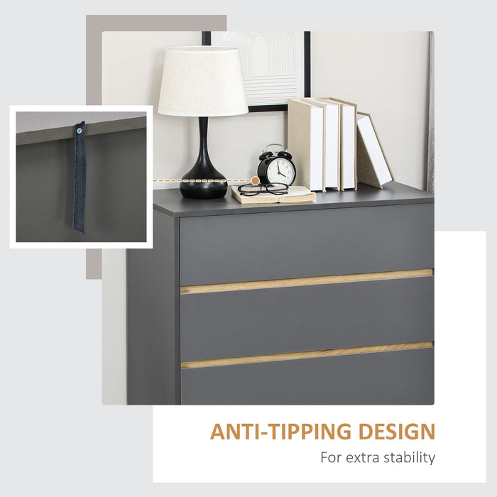 3-Drawer Chest Organizer - Space-Saving Bedroom & Living Room Storage Solution, 80x40x80cm - Sleek Dark Grey Design for Modern Home Decor