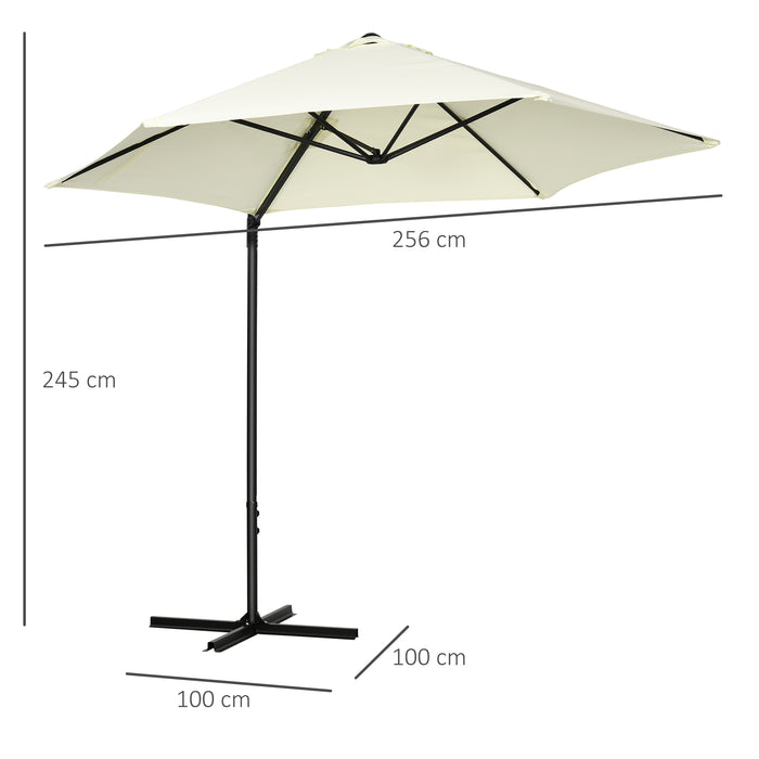 Cantilever 2.5M Parasol - 360° Rotating Offset Roma Patio Umbrella with Sun Shade Canopy - Ideal Outdoor Shelter for Gardens & Patios in Beige
