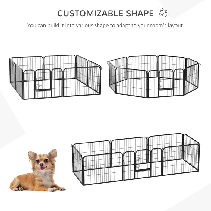Heavy Duty Metal Playpen for Dogs, Puppies & Small Animals - Rabbit & Pig Hutch with Foldable Design, Black, 80x60cm - Secure Pet Play Area & Exercise Pen
