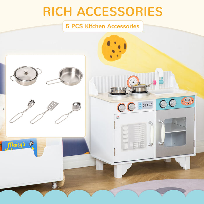 Kids Playtime Chef Station - Wooden Kitchen Set with Sink, Faucet, and Cooking Bench - Inspire Creativity with Pretend Play for Ages 3-6