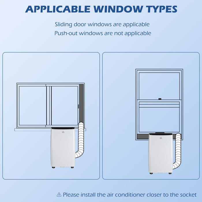 14,000 BTU Portable Air Conditioner with Dehumidifier - Cooling Fan for Spaces Up to 430 SqFt, LED Display, 24Hr Timer, Remote Control - Ideal for Large Rooms & Office Spaces, White