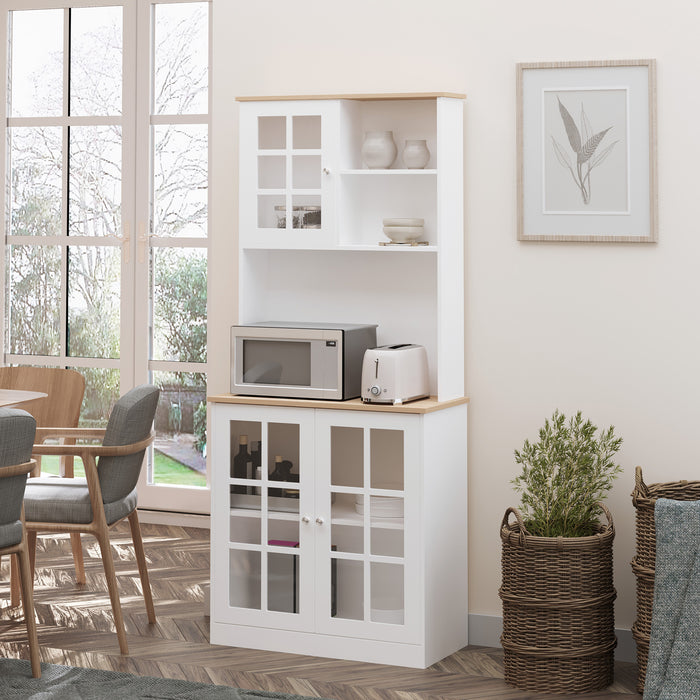 Elegant Kitchen Cupboard Sideboard - Ample Storage with Counter Space, Glass Door Cabinets, and Shelves - Ideal for Organizing Tableware and Culinary Essentials