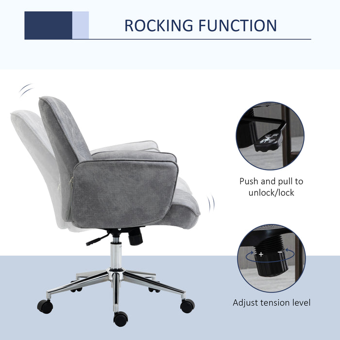 Ergonomic Mid-Back Swivel Chair - Comfortable Office and Study Furniture in Light Grey - Ideal for Home, Study, or Bedroom Use