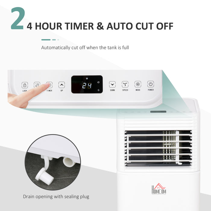 9000 BTU 4-in-1 Portable Air Conditioner Unit - Cooling, Dehumidifying, Ventilating with LED Display & Remote Control - Includes 24Hr Timer and Auto Shut-Down Feature for Home Comfort