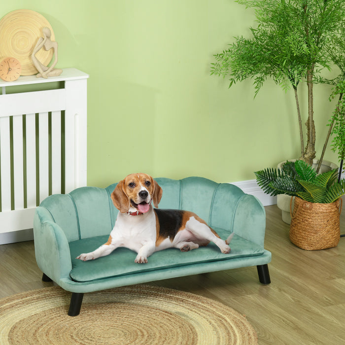 Elevated Canine Lounger - Comfy Dog Sofa with Cushion for Medium to Large Breeds - Stylish Pet Couch Bed with Legs in Green