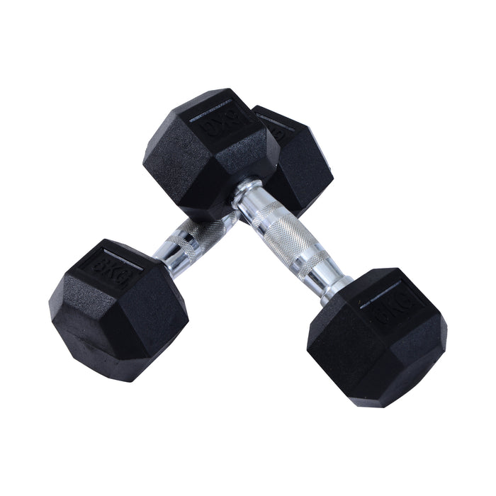 Hexagonal Rubber-Coated Dumbbell Set - Weightlifting and Fitness Equipment for Home Gym - Ideal for Strength Training and Muscle Building