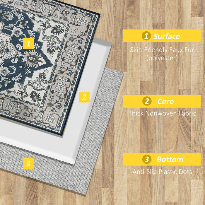 Vintage Persian Rugs - Boho Bohemian Large Area Carpet for Living Room, Bedroom, Dining | 80x150 cm in Grey - Home Decor Enhancement for Stylish Interiors