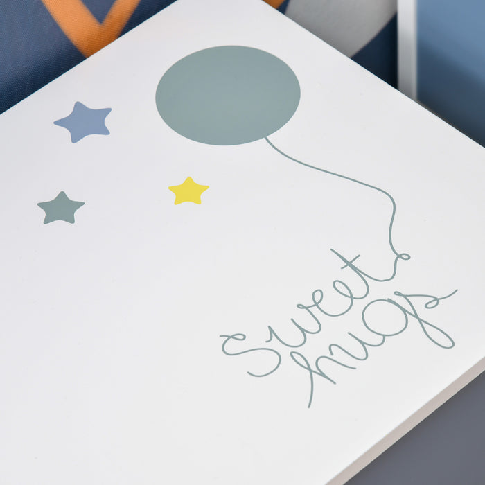 Wooden Toy Chest for Kids - Durable Storage Organizer with Safety Hinge and Air Vents, Side Handle - Perfect for Playroom, Blue Color