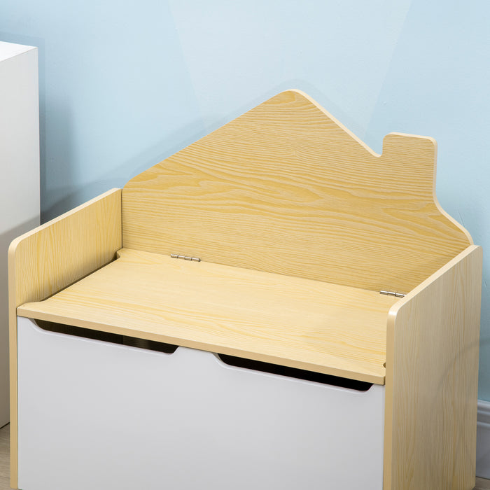 Kids Storage Bench with Safety Hinged Lid - White Multipurpose Seating Solution - Perfect for Toy Organization and Child's Room Decor