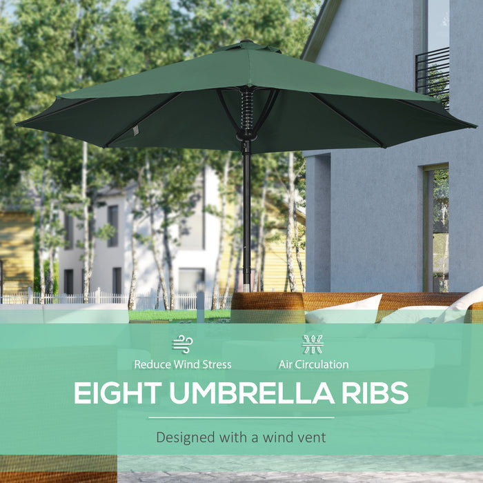 Outdoor Market Table Umbrella with 8 Ribs - Durable Garden Parasol Sun Shade Canopy in Green - Ideal for Patio Relaxation and UV Protection