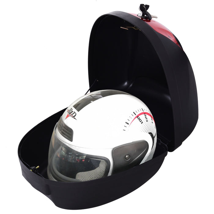 28L Motorcycle Tail Box - Helmet and Gear Storage Top Case - Secure Luggage Solution with Mount Rack and 2 Keys