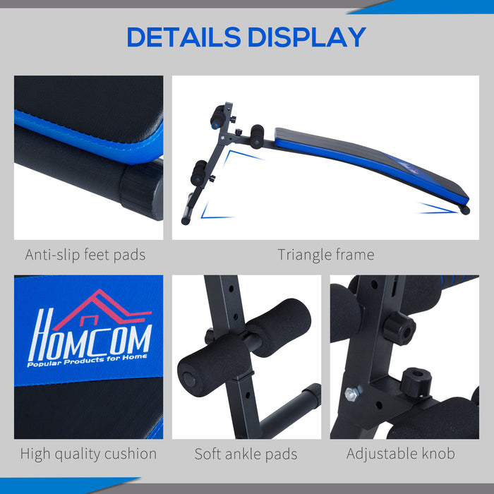 Heavy-Duty Sit-up Bench - Steel Frame with Black/Blue Padding - Fitness Enthusiasts and Core Strengthening Exercise