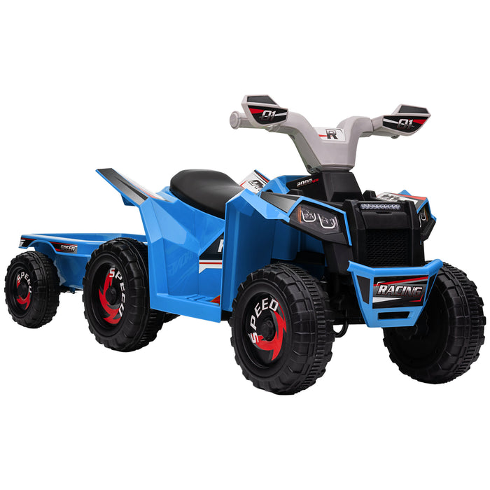 6V Quad Bike with Back Trailer - Durable Wheels, Electric Ride-On Toy for Toddlers - Ideal for 18-36 Month Olds, Outdoor Play
