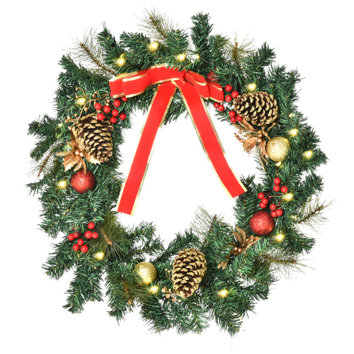 Holiday Elegance Large Wreath - 60cm Festive Christmas Door Decoration - Welcoming Ornament for Seasonal Home Décor