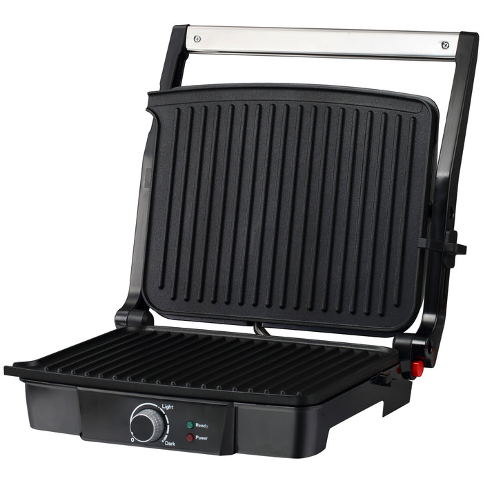 4 Slice Health Grill and Panini Press - 2000W Electric Non-stick Surface with 180° Opening & Drip Tray - Adjustable Temperature for Perfect Grilling and Toasties