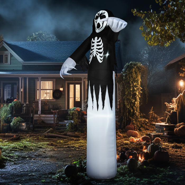 Inflatable 12ft Halloween Skeleton Ghost - Blow-Up Yard Decoration with LED Lighting and Disco Effect - Perfect for Spooky Outdoor Festivities