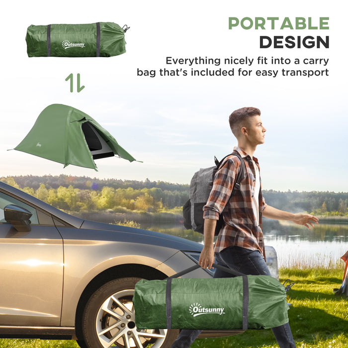 Double Layer Backpacking Shelter for 1-2 People - Waterproof 2000mm Portable Camping Tent with Carry Bag, Lightweight Design - Ideal for Hikers and Outdoor Adventurers