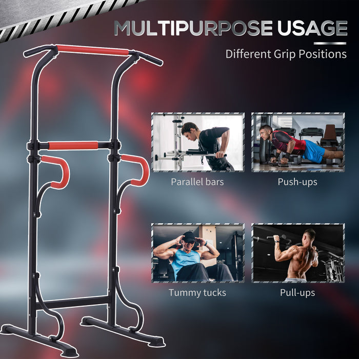 Multi-Purpose Steel Power Tower - Adjustable Height Pull-Up Station with Comfort Grips - Ideal for Full-Body Workout and Strength Training