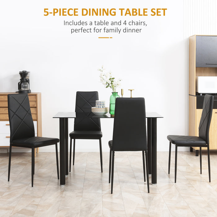 5-Piece Modern Dining Set - Space-Efficient Rectangular Table with Steel Frame for Kitchen - Ideal for Small Groups and Compact Areas