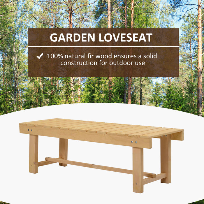 2-Seater Garden Wooden Bench - Robust Fir Patio Loveseat, Indoor/Outdoor, 110L x 38W cm - Ideal for Couples’ Cozy Corner or Garden Retreat