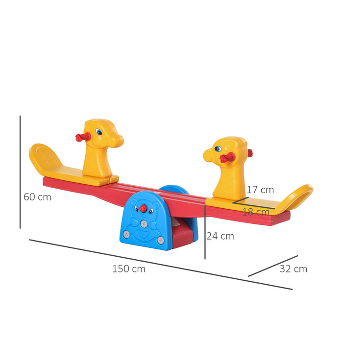 Kids Safe Teeter Totter Seesaw - 2 Seats with 360-Degree Rotation and Easy-Grip Handles - Perfect Backyard Play for Toddlers 1-4 Years Old, Multicolor