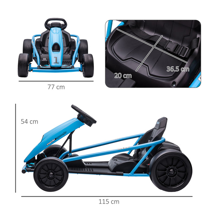 Electric Go Kart for Kids - 24V Drift Ride-On Racer with Dual Speed Settings, Blue - Perfect for Boys & Girls Aged 8-12 Years Old