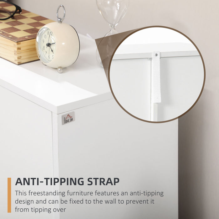 Freestanding 4-Drawer Bathroom Cabinet - White Storage Unit with Door Cupboard - Versatile Organizer for Kitchen, Bedroom, or Living Room