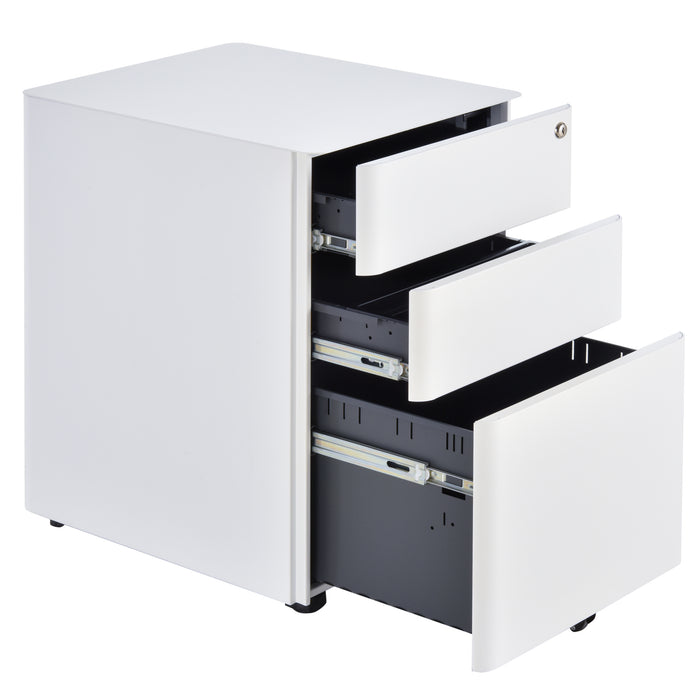 3-Drawer Steel File Cabinet with Lock - Mobile Vertical Filing Storage, Fully Assembled - Secure Organizer for Home Office or Business Documents