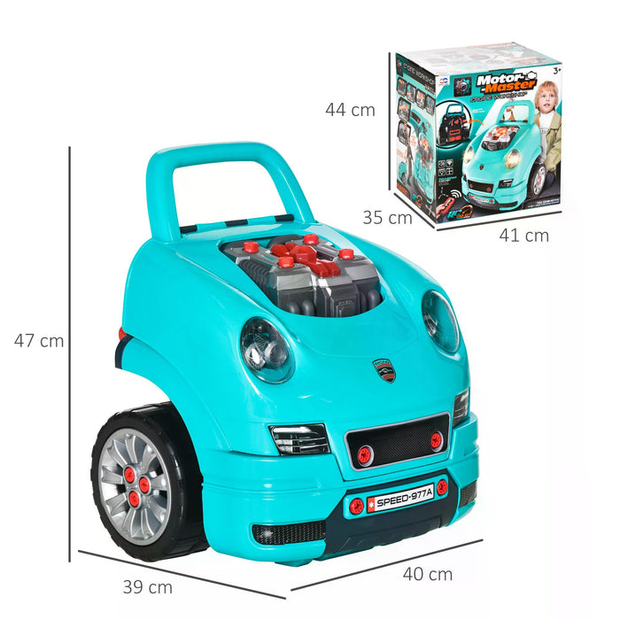 Educational Take-Apart Truck Engine Playset - Interactive Service Station Toy with Steering Wheel for Kids - Ideal Learning Tool for 3-5 Year Olds, Teal Green