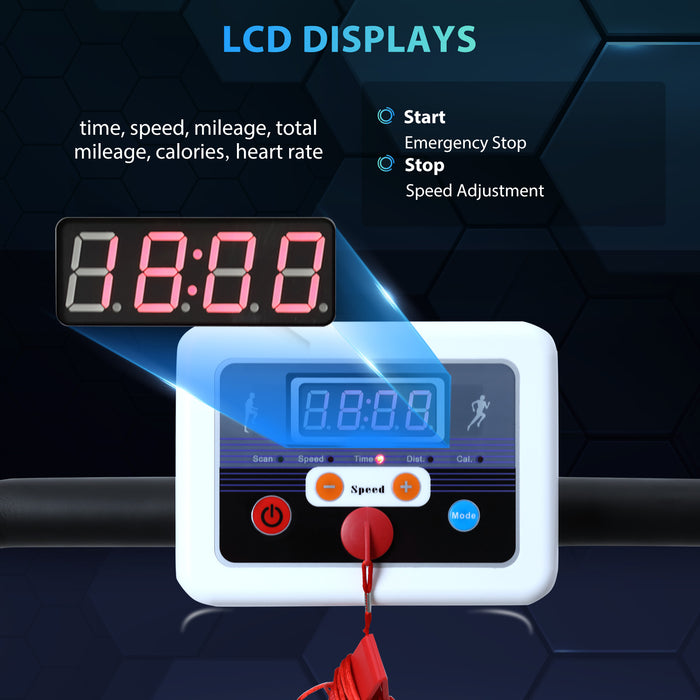 Steel Folding Electric Treadmill with LCD Display - Compact Motorized Running Machine for Home Use - Space-Saving Design for Fitness Enthusiasts