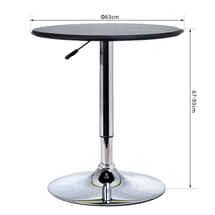 Adjustable Round Bistro Bar Table with Steel Base and PVC Leather Top - Sleek Design for Modern Home Kitchen Dining - Ideal Desk for Small Spaces and Entertaining Guests
