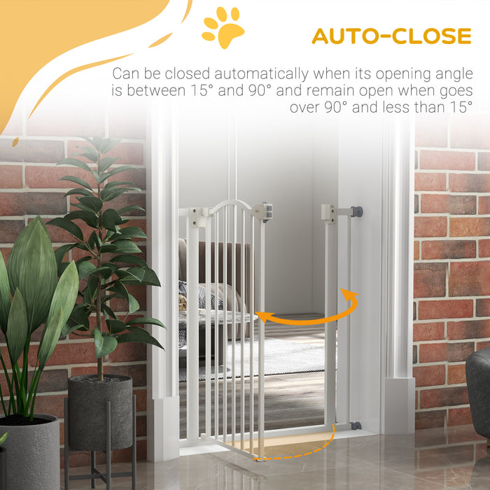 Adjustable Metal Pet Gate 74-80cm - Safety Barrier with Auto-Close Feature, White - Ideal for Dogs & Indoor Use