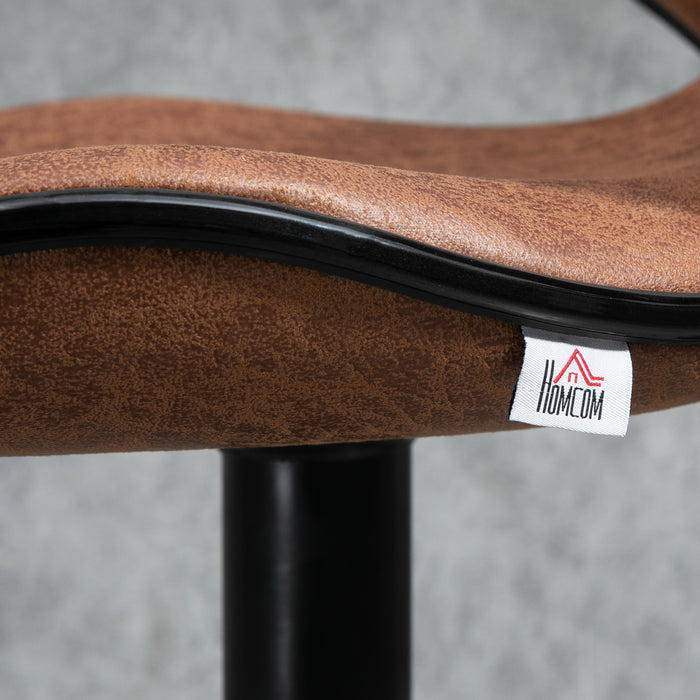 Microfiber Swivel Bar Stools - Adjustable Height Armless Chairs, Set of 2, Brown - Perfect for Kitchen Counter and Home Bar Seating