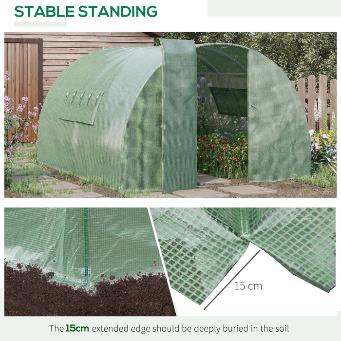 Heavy-Duty 25mm Galvanised Steel Frame Polytunnel - Metal Hinged Door & Mesh Windows, 3x6M Greenhouse - Ideal for Gardeners & Extended Growing Seasons