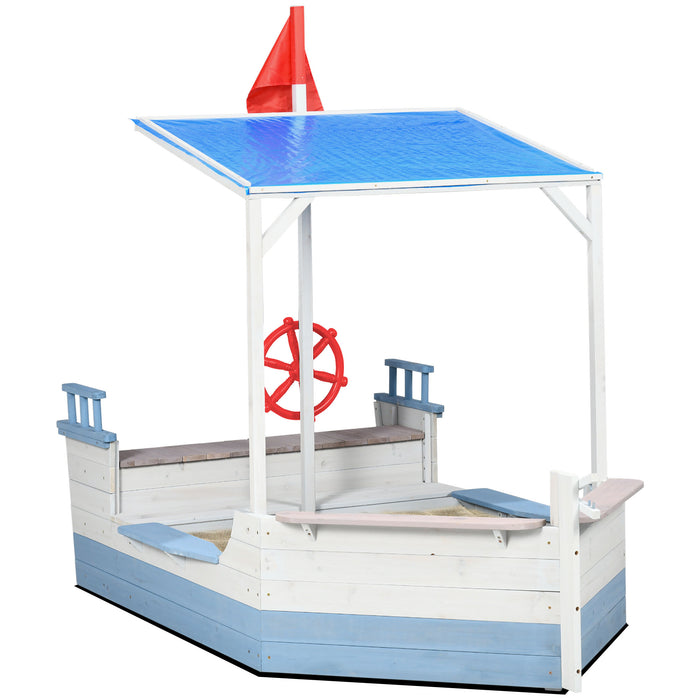 Wooden Kids Sandbox with UV-Protective Canopy - Durable Outdoor Play Sandpit for Ages 3-8 - Safe & Fun Backyard Activity Center for Children