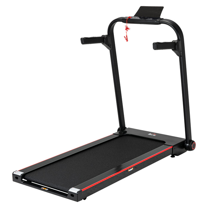 750W Compact Folding Treadmill - Electric Running Machine with 1-14km/h Speed, LED Display & Safety Button - Portable, Easy-Storage Design for Home Fitness Enthusiasts